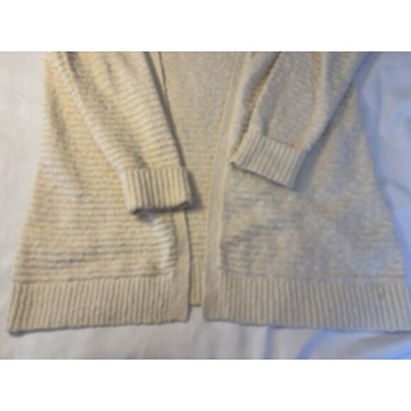 LL BEAN Midweight Ivory Open Front Cardigan Women XL Chunky Knit Duster Cotton - Picture 5 of 9